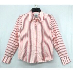 George Shirt Womens Size M White Pink Striped Long Sleeve Button Up Top